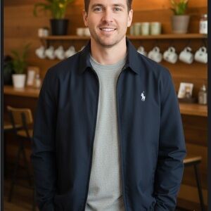 US Polo Assn Men's Navy Bomber Jacket windbreaker lined Gorpcore sz L NWOT